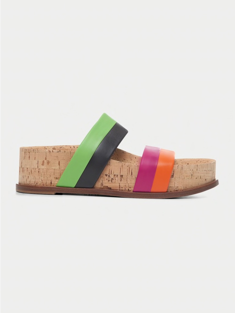 Gabriela Hearst Color Block Cork Platform Sandal in Green, Black, Pink & Orange